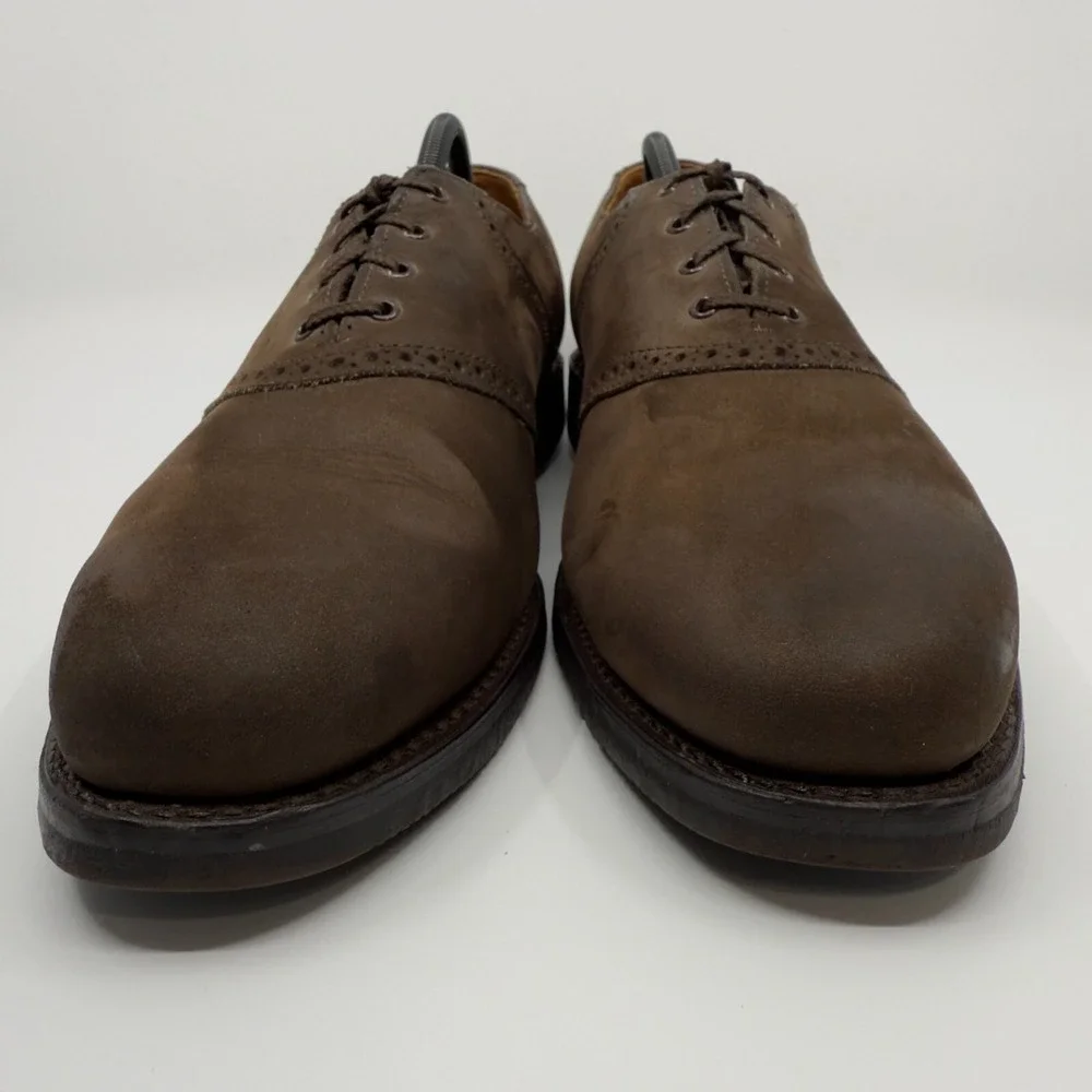 Allen Edmonds Oxfords Mens 13 AA Narrow Nubuck Vibram Gumlite Brown Brogue Suede